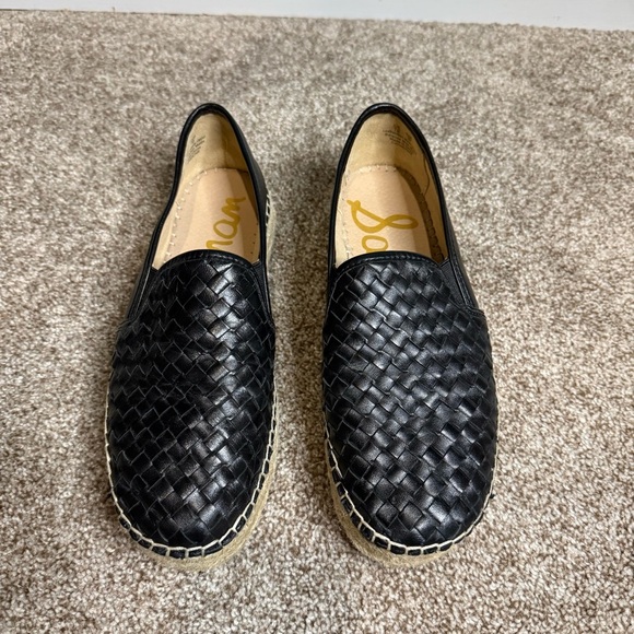 Sam Edelman Black Woven Leather Loafers - Picture 1 of 12
